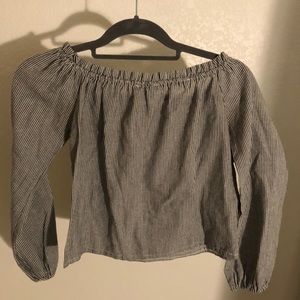 Brandy Melville Off the Shoulder Stripped Top